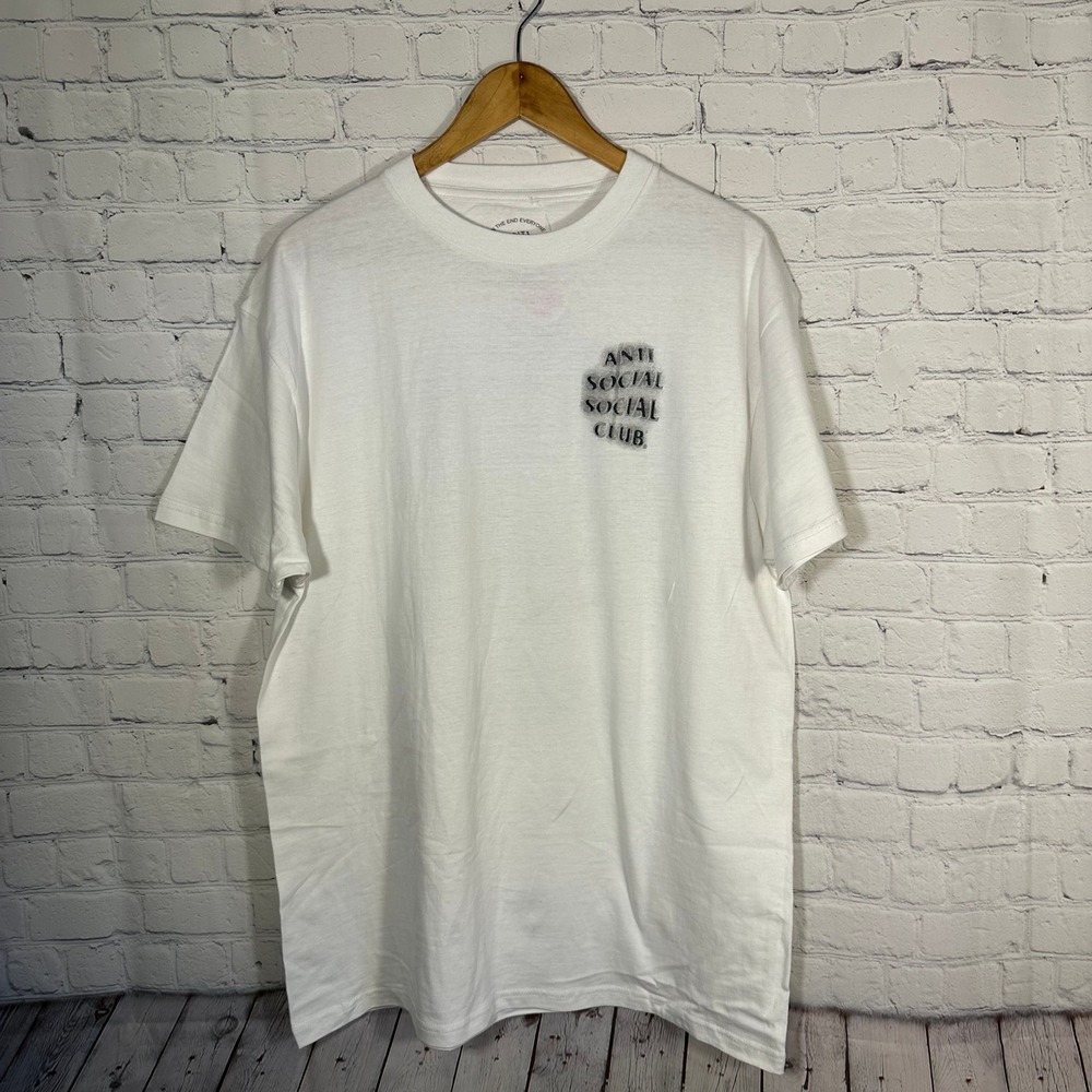 Anti Social Social Club ASSC White Graphic T-Shirt Mens XL Blurred Logo USA Made